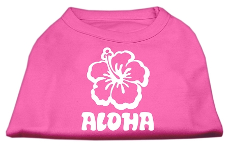 Aloha Flower Screen Print Shirt Bright Pink XS